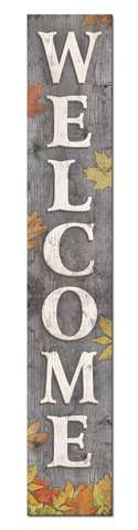 60702 WELCOME - GREY WITH FALL LEAVES - PORCH BOARD 8X46.5