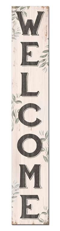 60703 WELCOME - CREAM WITH LEAVES - PORCH BOARD 8X46.5