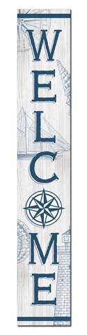 60767 WELCOME - NAUTICAL COMPASS ROSE -PORCH BOARD 8X46.5