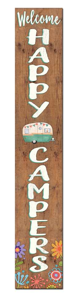 60773 WELCOME HAPPY CAMPERS - PORCH BOARD 8X46.5