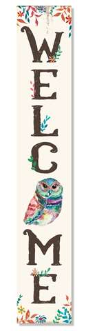 60974 WELCOME - OWL FLORAL - PORCH BOARD 8X46.5