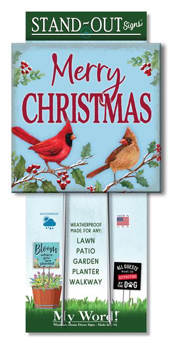 61299 MERRY CHRISTMAS W/ CARDINALS '23 - STAND-OUT SQUARE 8X8
