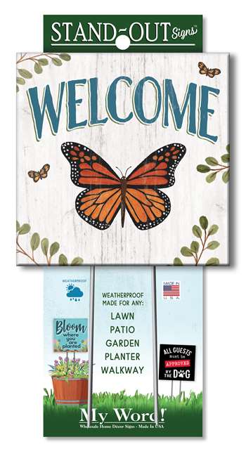 61307 WELCOME - MONARCH BUTTERFLY STAND-OUTS SQUARE 8X8