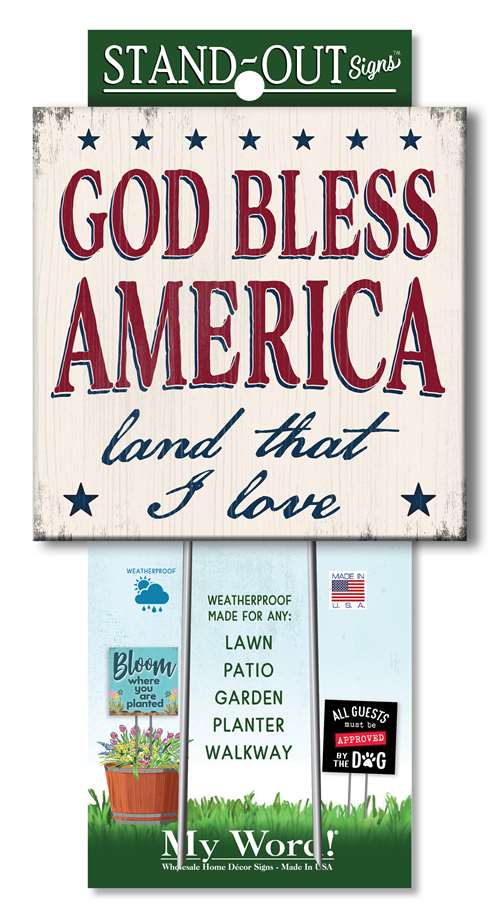 61308 GOD BLESS AMERICA/LAND THAT I LOVE STAND-OUTS SQUARE 8X8