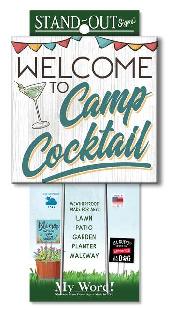 61327 WELCOME TO CAMP COCKTAIL STAND-OUTS SQUARE 8X8