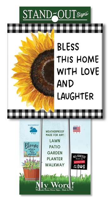 61358 BLESS THIS HOME WITH LOVE - SUNFLOWER STAND-OUT SQUARE 8X8
