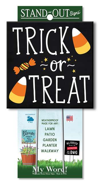 61373 TRICK OR TREAT W/CANDY CORN STAND-OUTS SQUARE 8X8