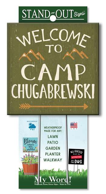 61376 WELCOME TO CAMP CHUGABREWSKI STAND-OUTS SQUARE 8X8
