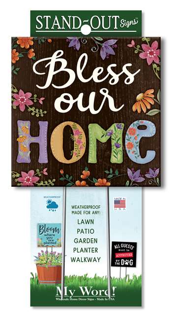 61406 BLESS OUR HOME W/PAINTED LETTERS STAND-OUTS SQUARE 8X8