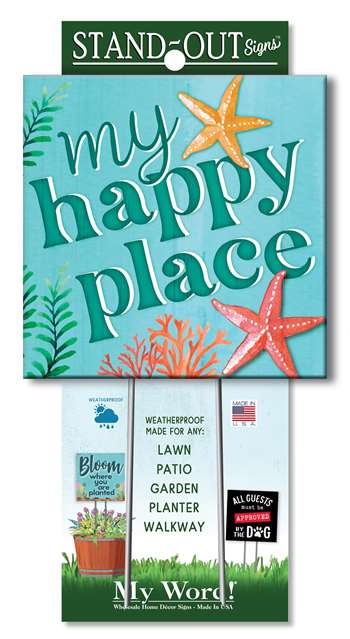 61415 MY HAPPY PLACE WITH STARFISH STAND-OUTS SQUARE 8X8