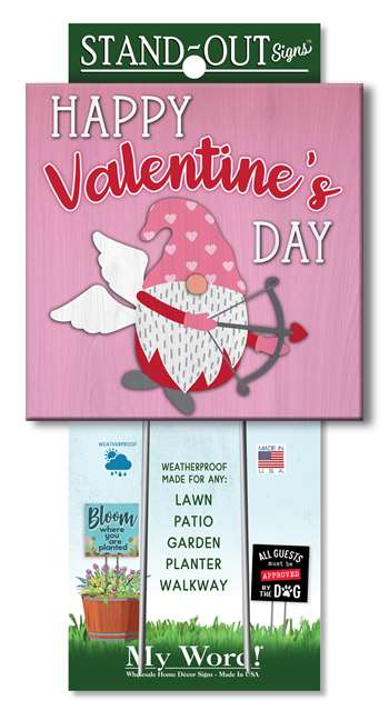 61421 HAPPY VALENTINES DAY WITH GNOME-  STAND-OUTS SQUARE 8X8