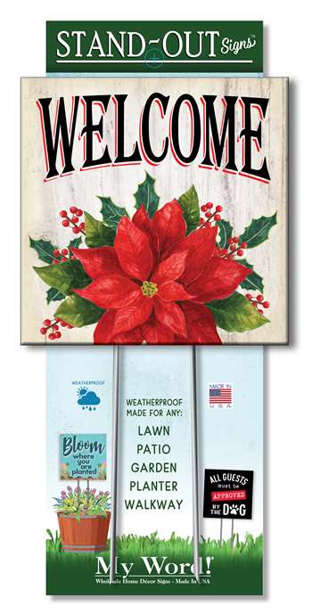 61463 WELCOME - POINTSETTIA - STAND-OUT SQUARE 8X8