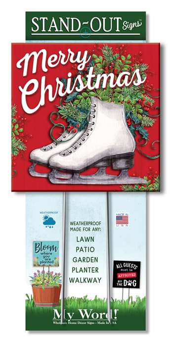 61468 MERRY CHRISTMAS W/ ICE SKATES - STAND-OUT SQUARE 8X8