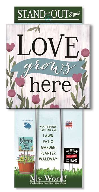 61479 LOVE GROWS HERE - STAND-OUTS SQUARE 8x8