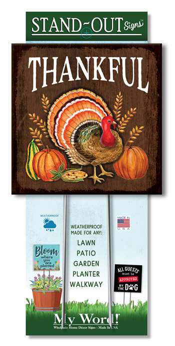 61496 THANKFUL WITH TURKEY - STAND-OUT SQUARE 8X8