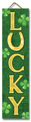 61589 LUCKY WITH HORSESHOE AND SHAMROCKS- STAND-OUT TALL 24X6