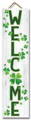 61590 WELCOME WITH SHAMROCKS- STAND-OUT TALL 24X6