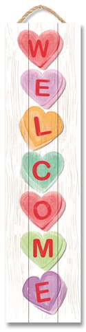 61656 WELCOME W/ CANDY HEARTS - STAND-OUT TALL 24X6
