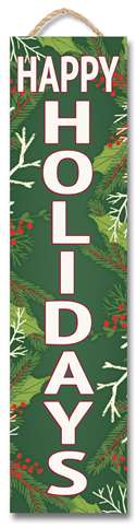 61680 HAPPY HOLIDAYS W/ GREENERY & BIRCH - STAND-OUT TALL 6X24