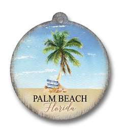 62208 NAME DROP PALM TREES & BEACH BAG - ORNAMENT 4"