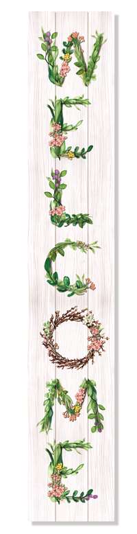 62755 WELCOME W/ FLORAL LETTERS - PORCH BOARDS 46.5X8