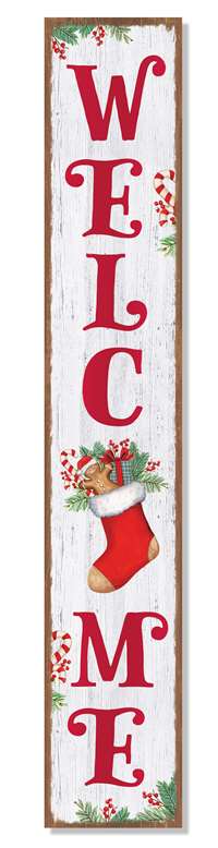62774 WELCOME W/ LOADED STOCKING - PORCH BOARD 8X46.5