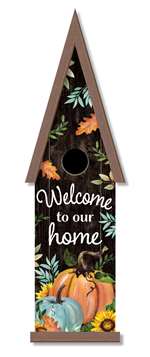 63324 WELCOME TO OUR HOME W/ BLUE PUMPKIN - GNOME HOME 24X6