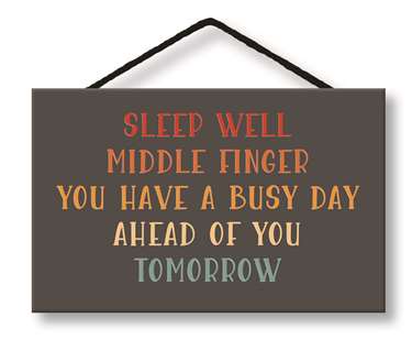 65112 SLEEP WELL MIDDLE FINGER - WITTY WORDS 8X5