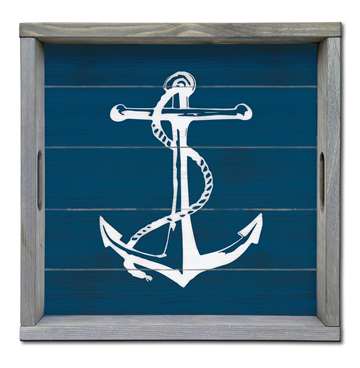 65535 ANCHOR ON NAVY - SERVING TRAY 16X16