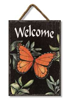 73252 ORANGE BUTTERFLY WELCOME - SLATE IMPRESSIONS 8x11.25