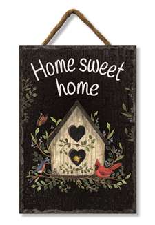 BIRDHOUSE W/ CARDINAL HOME SWEET HOME - SLATE IMPRESSIONS 8x