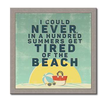 76052 I COULD NEVER IN A HUNDRED SUMMERS GET TIRED OF THE BEACH - 12X12 FRAMED