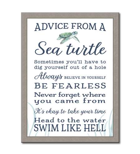76498 ADVICE FROM A SEA TURTLE - 12X16 FRAMED