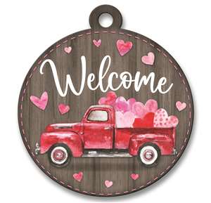 77722 WELCOME W/ HEARTS AND TRUCK - ADOORNAMENTS
