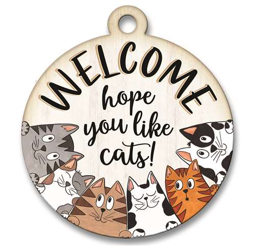 77727 WELCOME HOPE YOU LIKE CATS - ADOORNAMENTS