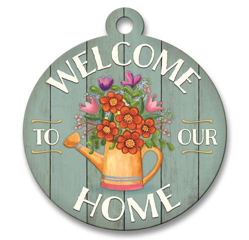 77738 WELCOME TO OUR HOME W/ WATERING CAN - ADOORNAMENTS