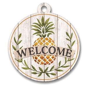77739 WELCOME WHITE BACKGRND PINEAPPLE - ADOORNAMENTS