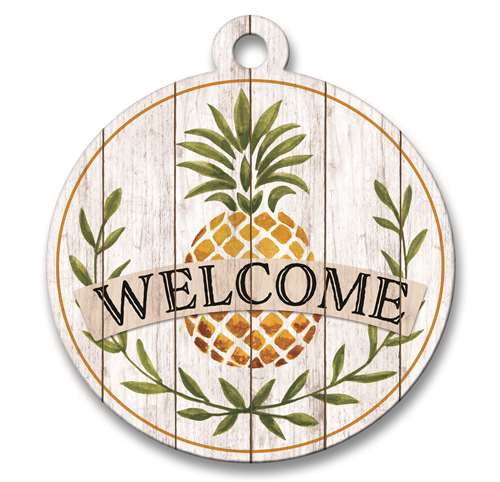 77739 WELCOME WHITE BACKGRND PINEAPPLE - ADOORNAMENTS