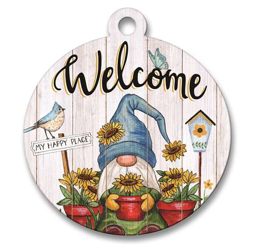77741 WELCOME GNOME & SUNFLOWERS - ADOORNAMENTS