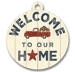 77747 WELCOME TO OUR HOME W/ TRUCK AND STARS - ADOORNAMENTS
